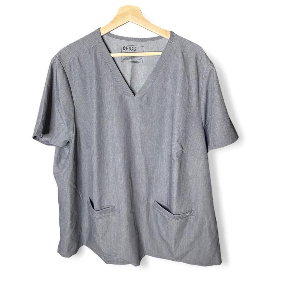 FIGS Technical Collection 5XL Heathered Graphite Grey V-Neck Scrub Top⁠
